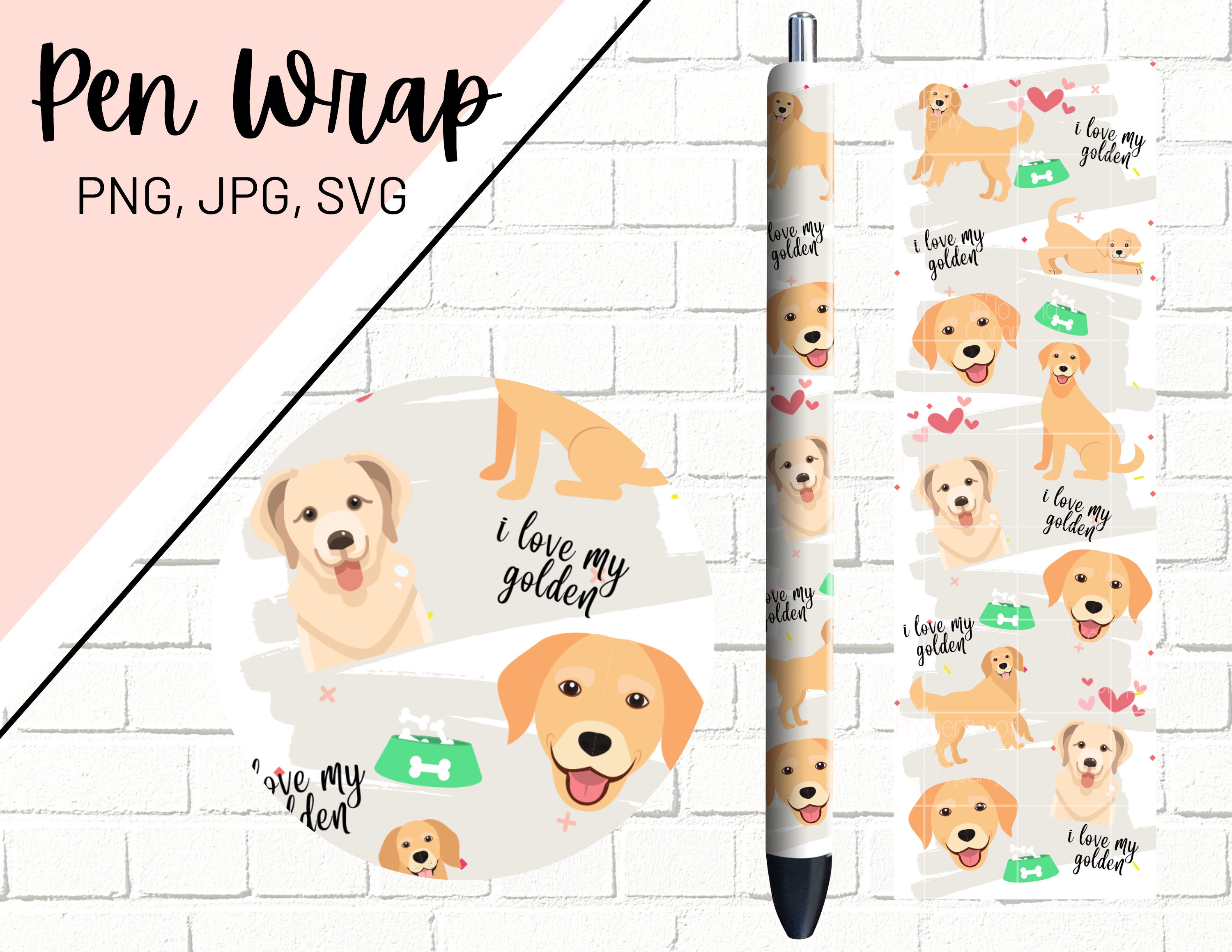 Dog Pen Wrap, Golden Retriever Pen Wrap, Golden Pen Wrap, Dog Breed Pen Wrap, Epoxy Pen Wrap, Pen Wrap SVG, Pen Wrap PNG, Pen Wrap Template