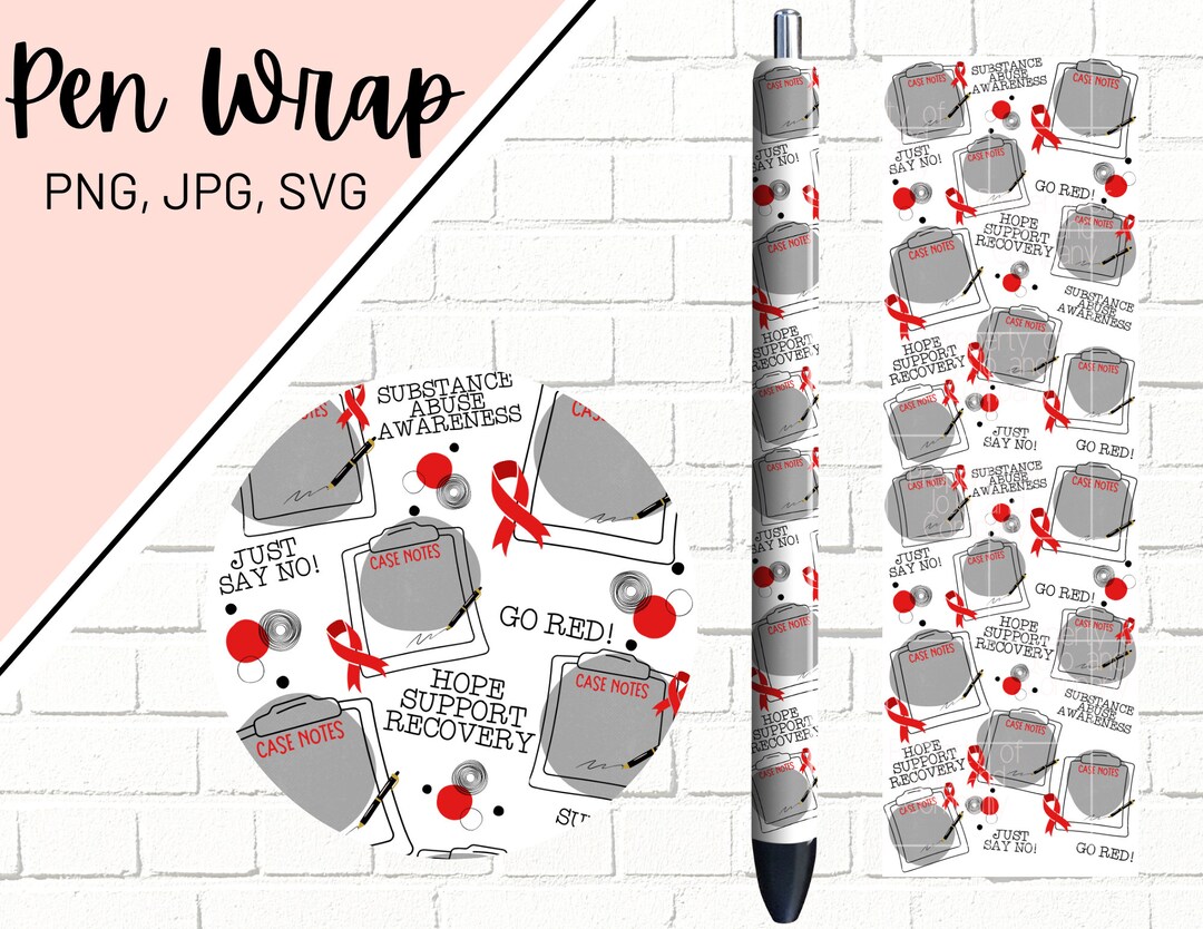 Substance Abuse Awareness Pen Wrap, Drug Awareness Pen Wrap, Glitter