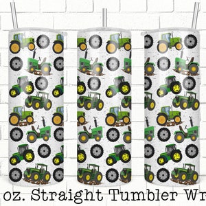 Green Tractor Tumbler Wrap, 20oz Skinny Straight Tumbler Design Sublimation, Full Tumbler Wrap, Boys Tumbler Wrap File, PNG Digital Download