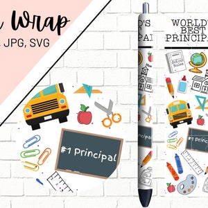 Principal Pen Wrap, School Pen Wrap, Teacher Pen Wrap, Epoxy Pen Wrap, Pen Wrap SVG, Pen Wrap PNG, Pen Wrap Design, Pen Wrap Template
