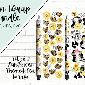 Sunflower Pen Wrap, Pen Wrap Bundle, Heifer Pen Wrap, Cow Pen Wrap, Epoxy Pen Wrap, Pen Wrap PNG, Pen Wrap Download, Pen Wrap Waterslide