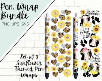 Sunflower Pen Wrap, Pen Wrap Bundle, Heifer Pen Wrap, Cow Pen Wrap, Epoxy Pen Wrap, Pen Wrap PNG, Pen Wrap Download, Pen Wrap Waterslide