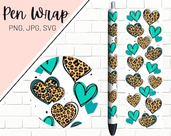 Cheetah Pen Wrap, Love Pen Wrap, Glitter Pen Wrap, Heart Pen Wrap, Epoxy Pen Wrap, Pen Wrap PNG, Pen Wrap Design, Pen Wrap Waterslide