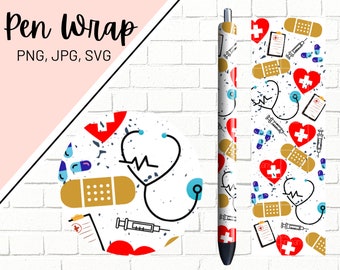 Nurse Pen Wrap, Medical Pen Wrap, Glitter Pen Wrap, Doctor Pen Wrap, Epoxy Pen Wrap, Pen Wrap PNG, Pen Wrap Design, Pen Wrap Waterslide