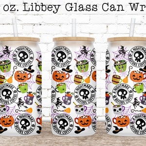 Halloween Glass Can Wrap PNG, Libbey Glass Wrap, Can Glass Wrap, 16 oz Glass Can PNG, Glass Can Sublimation Designs, Coffee Beer Can Glass
