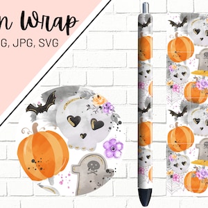 Halloween Pen Wrap, Cat Pen Wrap, Pumpkin Pen Wrap, Spooky Pen Wrap, Epoxy Pen Wrap, Pen Wrap SVG, Pen Wrap PNG, Pen Wrap Design