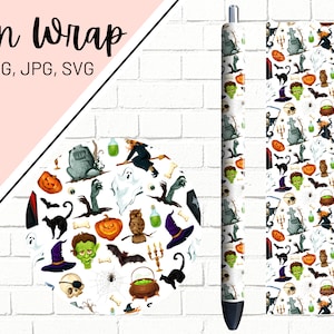 Halloween Pen Wrap, Pumpkin Pen Wrap, Witch Pen Wrap, Glitter Pen Wrap, Holiday Pen Wrap, Epoxy Pen Wrap, Pen Wrap SVG, Pen Wrap Template