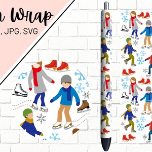 Ice Skating Pen Wrap, Winter Pen Wrap, Skating Pen Wrap, Ice Skates Pen Wrap, Epoxy Pen Wrap, Pen Wrap SVG, Pen Wrap PNG, Pen Wrap Designs