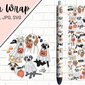 Halloween Pen Wrap, Fall Pen Wrap, Pumpkin Pen Wrap, Halloween Dog Pen Wrap, Epoxy Pen Wrap, Pen Wrap SVG, Pen Wrap PNG, Pen Wrap Template