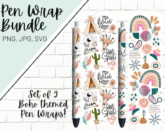 Boho Pen Wrap, Bohemian Pen Wrap, Boho Pen Wrap Bundle, Pen Wrap Bundle, Epoxy Pen Wrap, Pen Wrap SVG, Pen Wrap PNG, Pen Wrap Design