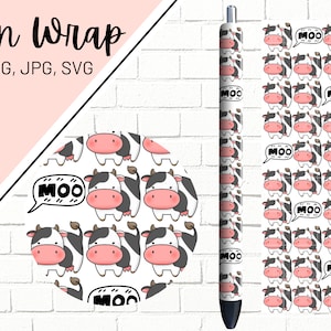 Cow Pen Wrap, Farm Pen Wrap, Cow Pen, Glitter Pen Wrap, Farm Animal Pen Wrap, Epoxy Pen Wrap, Pen Wrap SVG, Pen Wrap PNG, Pen Wrap Design