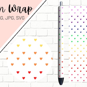 Heart Pen Wrap, Rainbow Pen Wrap, Pen Wrap for Girls, Glitter Pen Wraps, Epoxy Pen Wrap, Pen Wrap SVG, Pen Wrap PNG, Pen Wrap Designs