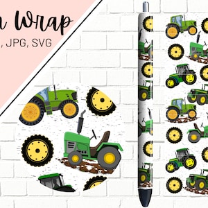 Tractor Pen Wrap, Green Tractor Pen Wrap, Farm Pen Wrap, Pen Wrap for Boys, Epoxy Pen Wrap, Pen Wrap PNG, Pen Wrap Design, Pen Wrap Template
