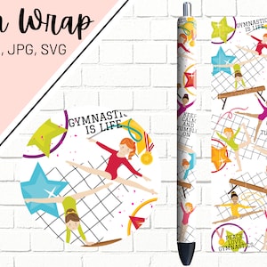 Gymnastics Pen Wrap, Gymnast Pen Wrap, Glitter Pen Wrap, Sports Pen Wrap, Epoxy Pen Wrap, Pen Wrap SVG, Pen Wrap PNG, Pen Wrap Designs