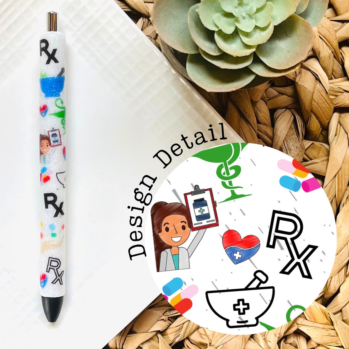 Pharmacy Pen Wrap Pharmacist Pen Wrap Glitter Pen Wrap Etsy