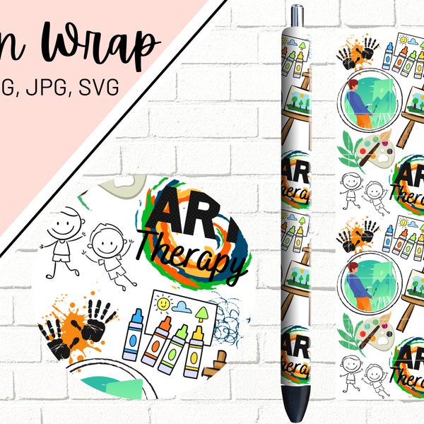 Art Therapy Wrap, Artist Pen Wrap, Therapy Pen Wrap, Glitter Pen Wrap, Epoxy Pen Wrap, Pen Wrap SVG, Pen Wrap PNG, Pen Wrap Template