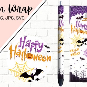 Halloween Pen Wrap, Fall Pen Wrap, Spooky Pen Wrap, Glitter Pen Wraps, Epoxy Pen Wrap, Pen Wrap SVG, Pen Wrap PNG, Pen Wrap Template