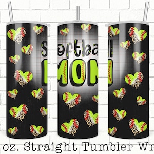 Softball Mom Tumbler Wrap, Softball 20oz Skinny Straight Tumbler Design for Sublimation, Full Tumbler Wrap,  Tumbler Wrap, Digital Download