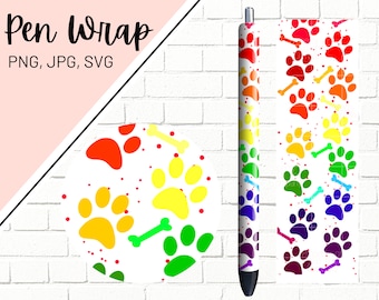 Dog Pen Wrap, Paw Print Pen Wrap, Glitter Pen Wraps, Animal Pen Wrap, Epoxy Pen Wrap, Pen Wrap PNG, Pen Wrap Design, Pen Wrap Waterslide