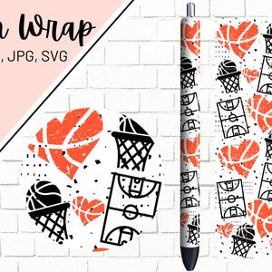 Basketball Pen Wrap, Sports Pen Wrap, Glitter Pen Wraps, Cute Pen Wrap, Epoxy Pen Wrap, Pen Wrap PNG, Pen Wrap Design, Pen Wrap Waterslide