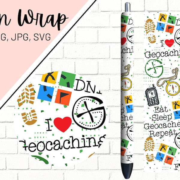 Geocaching Pen Wraps, Geocache Pen Wraps, Glitzer Pen Wraps, Epoxy Pen Wrap, Pen Wrap SVG, Pen Wrap PNG, Pen Wrap Template