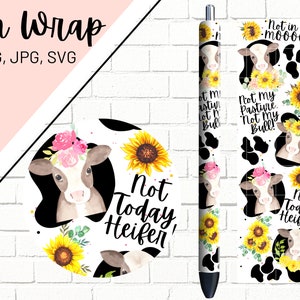 Heifer Pen Wrap, Cow Pen Wrap, Sunflower Pen Wrap, Farm Pen Wrap, Funny Pen Wrap, Epoxy Pen Wrap, Pen Wrap PNG, Digital Pen Wrap Download