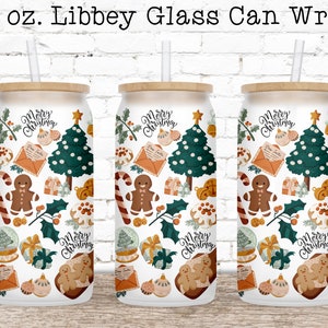 Christmas Glass Can Wrap PNG, Libbey Glass Wrap, Can Glass Wrap, 16 oz Glass Can PNG, Glass Can Sublimation Designs, Coffee Beer Can Glass