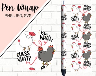 Chicken Pen Wrap, Farm Pen Wrap, Farm Animal Pen Wrap, Rooster Pen Wrap, Glitter Pen Wrap, Epoxy Pen Wrap, Pen Wrap SVG, Pen Wrap PNG