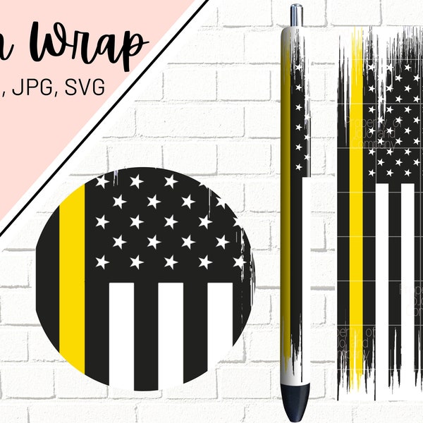 Dispatcher Pen Wraps, Yellow Line Pen Wrap, Dispatch Pen Wrap, EMS Pen Wrap, Epoxy Pen Wrap, Pen Wrap SVG, Pen Wrap PNG, Pen Wrap Template