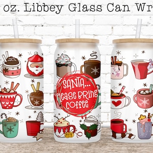 Christmas Glass Can Wrap PNG, Libbey Glass Wrap, Can Glass Wrap, 16 oz Glass Can PNG, Glass Can Sublimation Designs, Coffee Beer Can Glass