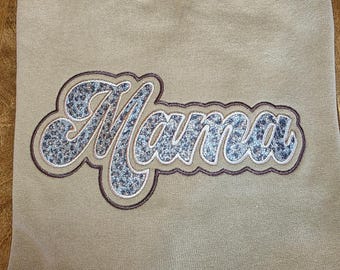 Mama Sweatshirt - Leopard Glitter Applique Embroidery