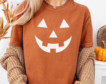 Jack O Lantern face shirt, Screen Printed ,Comfort Colors®, Womens Shirt, Halloween shirt, Teacher Shirt, Fall Shirt, Fall Outfit