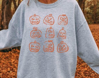 Distressed Pumpkins Sweatshirt, Halloween Sweatshirt, Pumpkin Patch sweatshirt, Womens Thanksgiving Outfit, Adult Thanksgiving Outfit