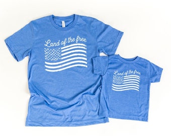 Land of the Free Matching Shirts, July 4th Shirt, Memorial Day Shirt, Toddler July 4th Shirt, Distressed American Flag Shirts