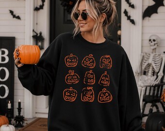 Distressed Pumpkins Sweatshirt, Halloween Sweatshirt, Pumpkin Patch sweatshirt, Womens Thanksgiving Outfit, Adult Thanksgiving Outfit