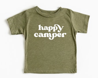 Happy Camper Retro style Shirt, Camping Shirt, Christmas Gift, Toddler clothes, Girls and Boys Shirt, Camp Shirts, One Happy Camper Birthday