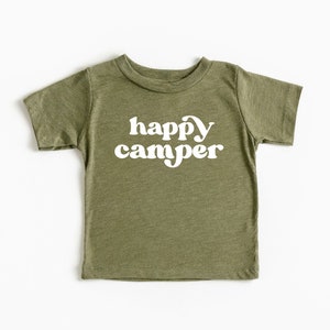 Happy Camper Retro style Shirt, Camping Shirt, Christmas Gift, Toddler clothes, Girls and Boys Shirt, Camp Shirts, One Happy Camper Birthday