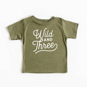 Wild and Three Shirt, Boys and Girls Shirt, Baby clothes, Toddler clothes, Boys and Girls Simple Shirt, Kids shirts, 3rd Birthday Shirt image 1