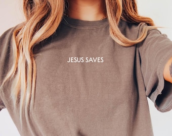 Jesus saves shirt, Womens Shirt, Christian Shirt, Gift for Christian, Gift for mom, Shirt for Christian camp, Kids Christian tshirt