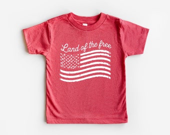 Land of the Free Toddler/Kids/Baby Shirt, July 4th Outfit, July 4th Shirt, USA shirt, Boys July 4th Shirt, Boys Clothes, Vintage Style