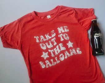 Take me out to the Ballgame Vintage Style Shirt, Baseball Shirt,  Toddler clothes, Girls and Boys Shirt, Baseball Shirts, Baseball Party