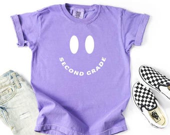 Grade shirt with smiley, Teacher Outfit, Teacher Shirt First Day of School shirt, Girls Shirt, Womens Shirt, Back to School,First Day Outfit