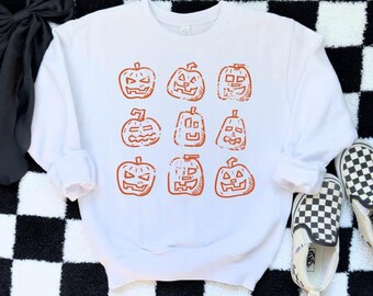Distressed pumpkins Crewneck Sweatshirt, Halloween Sweatshirt, Vintage Halloween, Halloween Outfit,Boys Halloween, Halloween Birthday