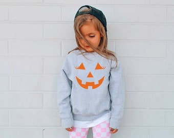 Jack O Lantern with lashes Sweatshirt, Thanksgiving Sweatshirt, Halloween Sweatshirt, Toddler Thanksgiving Outfit, Kids Thanksgiving Outfit