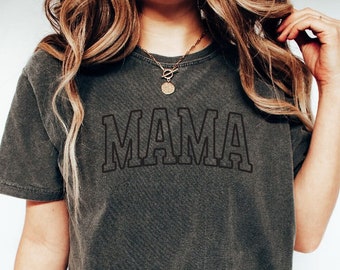 Mama Varsity Style Shirt, Puff Ink, Comfort Colors, Womens Shirt, Mom Shirt, Gift for Mom, Simple Mom Shirt, Mom Outfit, Baby Shower Gift