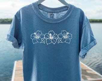 Hibiscus Flower Shirt, Summer Shirt, Kids Shirt, Boys Summer Outfit, Summer Clothes, Vacation Graphic Tshirt, Screen Printed, 90s shirt
