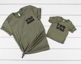 Wild Mom and Two Wild Matching Shirts,  Matching mom and me Shirts, Toddler Clothes, Second Birthday, Matching Shirts, Two Wild Party