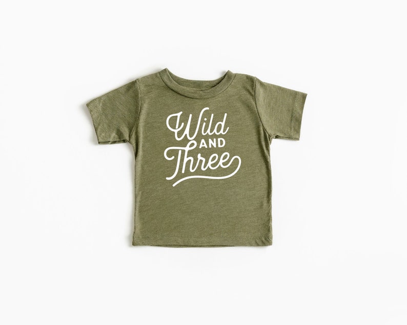 Wild and Three Shirt, Boys and Girls Shirt, Baby clothes, Toddler clothes, Boys and Girls Simple Shirt, Kids shirts, 3rd Birthday Shirt image 1