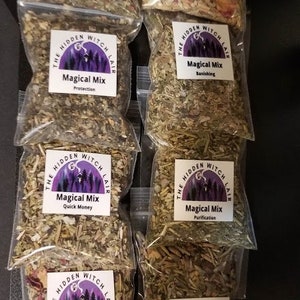 Magical Mix Sample Set:  Witchcraft Herbs, Resins, Crystals, Stones