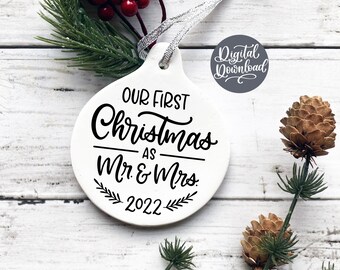 1st Christmas Married Ornament 2022 Mrs And Mrs 1St Xmas Married Svg | Etsy